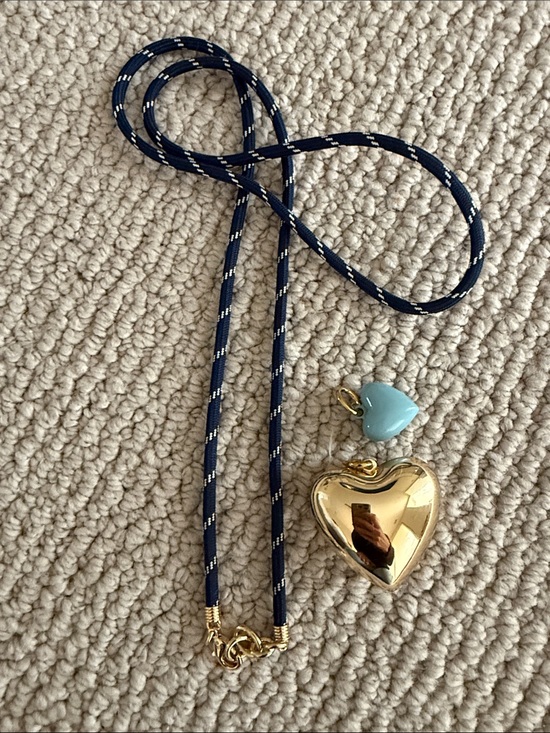 Roxanne Assoulin Jewelry - Gold Heart Pendant Necklace with Light Blue Heart Charm - Women Jewelry